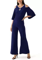 Women's Cold Shoulder Keyhole Neck Jumpsuit