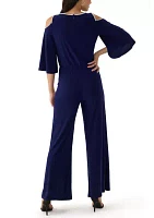 Women's Cold Shoulder Keyhole Neck Jumpsuit