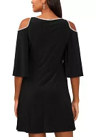 Women's Cold Shoulder Keyhole Neck Sheath Dress