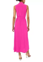 Women's Sleeve V-Neck Tie Maxi Dress