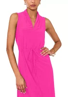 Women's Sleeve V-Neck Tie Maxi Dress