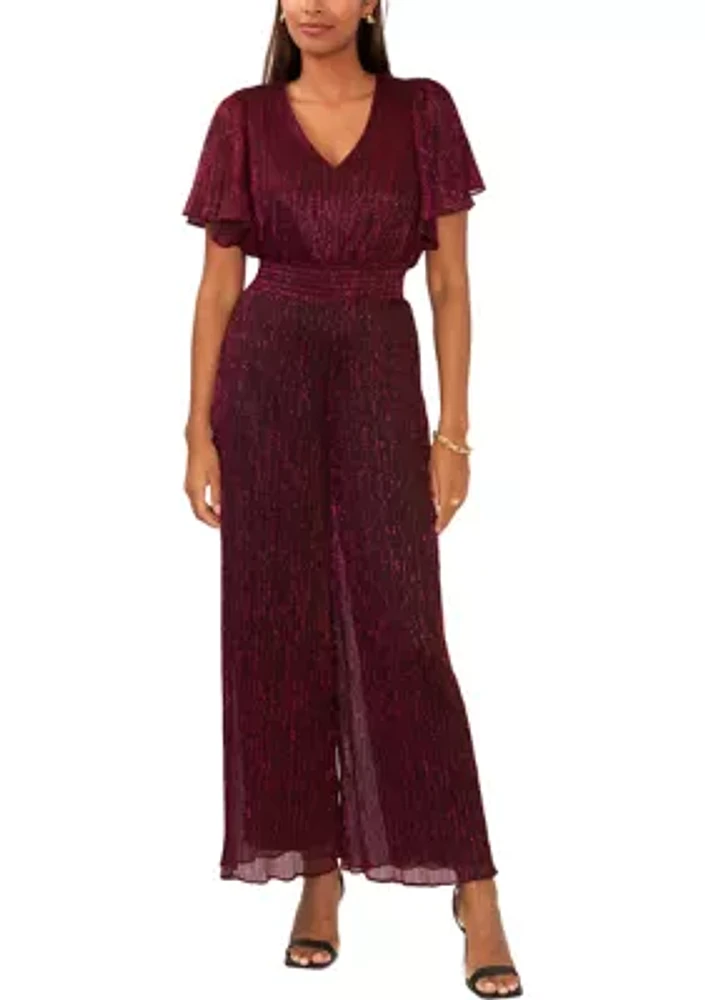 Women's V-Neck Flutter Sleeve Jumpsuit