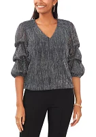 Women's V-Neck Puff Sleeve Top