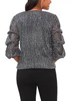 Women's V-Neck Puff Sleeve Top