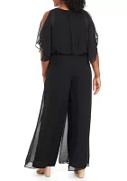 Women's Split Sleeve Tie Waist Jumpsuit