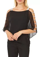 Women's Ladder Sleeve Blouse with Silver Trim