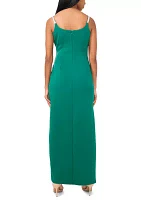 Women's Sleeveless V-Neck Solid Wrap Slit Gown