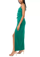 Women's Sleeveless V-Neck Solid Wrap Slit Gown