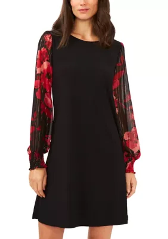 Women's Long Sleeve Printed A-Line Dress