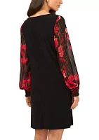 Women's Long Sleeve Printed A-Line Dress