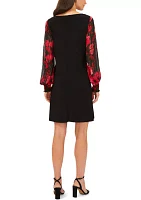 Women's Long Sleeve Printed A-Line Dress