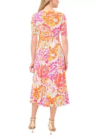 Women's Printed Tie Waist Dress