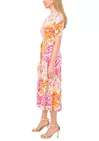 Women's Printed Tie Waist Dress