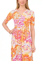 Women's Printed Tie Waist Dress