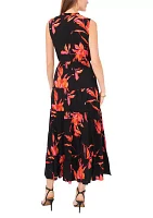 Women's Sleeveless Halter Tie Print Maxi Dress