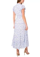 Women's Short Sleeve Printed A-Line Dress