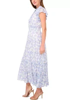 Women's Short Sleeve Printed A-Line Dress