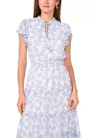 Women's Short Sleeve Printed A-Line Dress