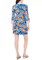 Women's 3/4 Tie Sleeve Floral Print A-Line Dress