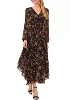 Women's Long Sleeve Floral Maxi Dress