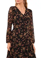 Women's Long Sleeve Floral Maxi Dress