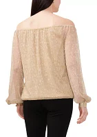 Women's Metallic Off-the-Shoulder Top