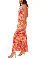 Women's Sleeveless Halter Neck Printed A-Line Maxi Dress