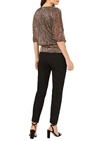 Women's 3/4 Sleeve V-Neck Sparkly Blouse