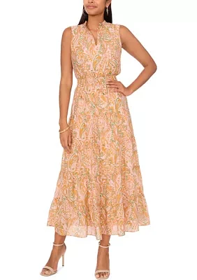 Women's Sleeveless Paisley Print Maxi Dress