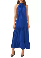 Women's Sleeveless Halter Neck Solid Maxi Dress