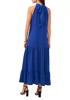 Women's Sleeveless Halter Neck Solid Maxi Dress