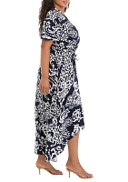 Women's Puff Sleeve V-Neck Printed Maxi Dress