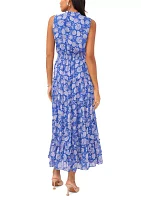 Women's Sleeveless Floral Print Chiffon Maxi Dress