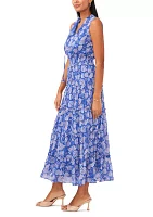 Women's Sleeveless Floral Print Chiffon Maxi Dress