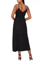 Women's Sleeveless V-Neck Solid Linen Maxi Dress