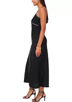 Women's Sleeveless V-Neck Solid Linen Maxi Dress