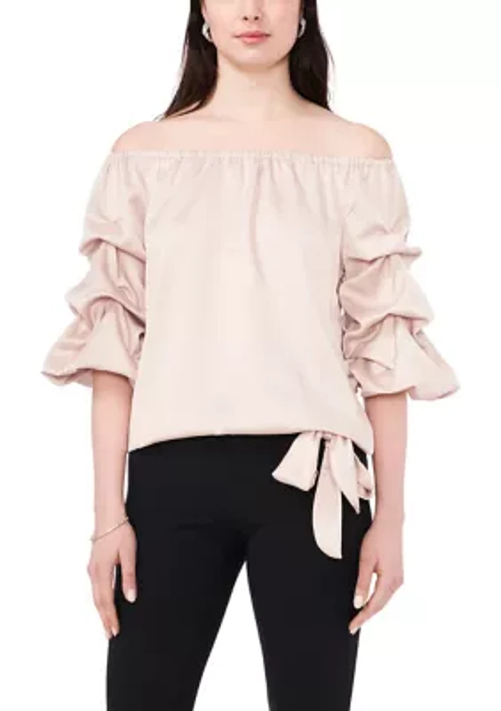 Women's Crepe Back Satin Cha Sleeve Shirt