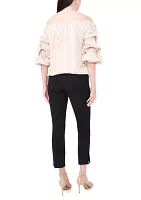 Women's Crepe Back Satin Cha Sleeve Shirt