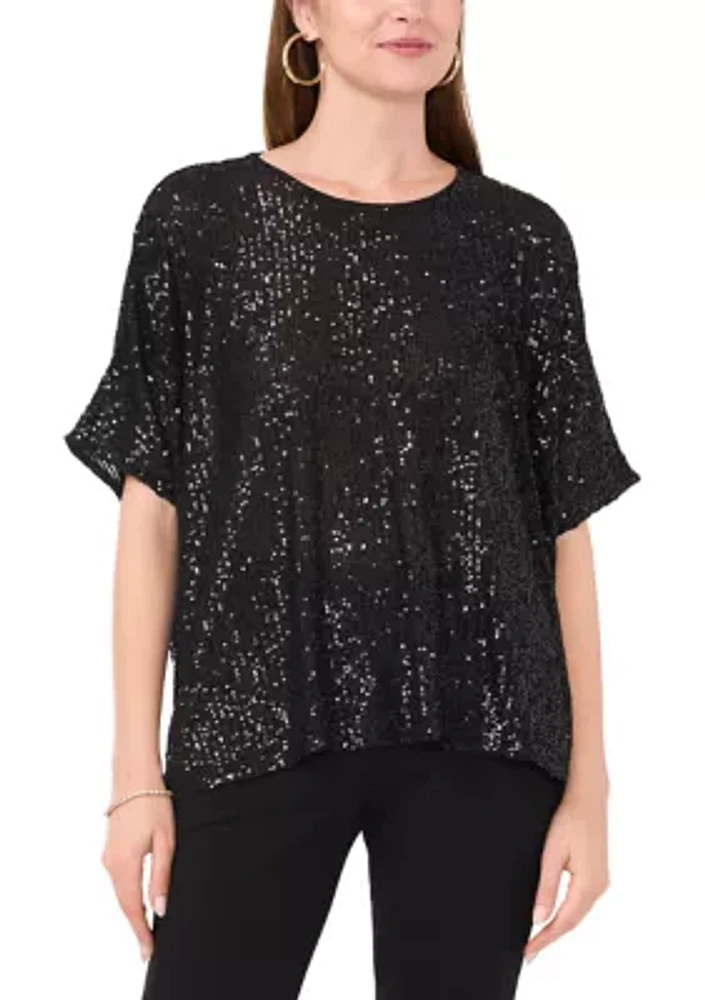 Women's Short Sleeve Sequin Top