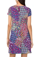 Women's Short Sleeve Crew Neck Abstract Print Dress