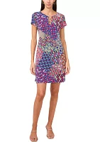 Women's Short Sleeve Crew Neck Abstract Print Dress