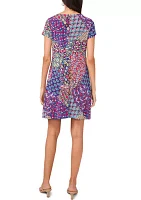 Women's Short Sleeve Crew Neck Abstract Print Dress