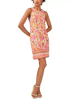 Women's Sleeveless Crew Neck Paisley Print A-Line Dress