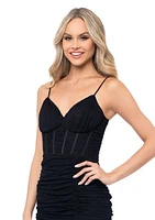 Women's Solid Corset Bodice Sheath Dress