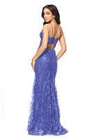 Women's Sleeveless V-Neck Solid Sequin Gown