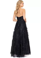 Women's Sleeveless Satin Sequin Gown