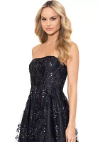 Women's Sleeveless Satin Sequin Gown