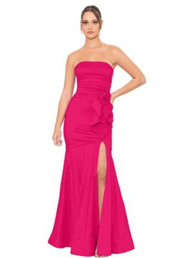 Women's Strapless Taffeta Rosette Mermaid Gown