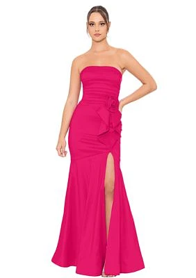 Women's Strapless Taffeta Rosette Mermaid Gown