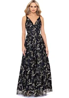 Women's Sleeveless Printed Chiffon Gown